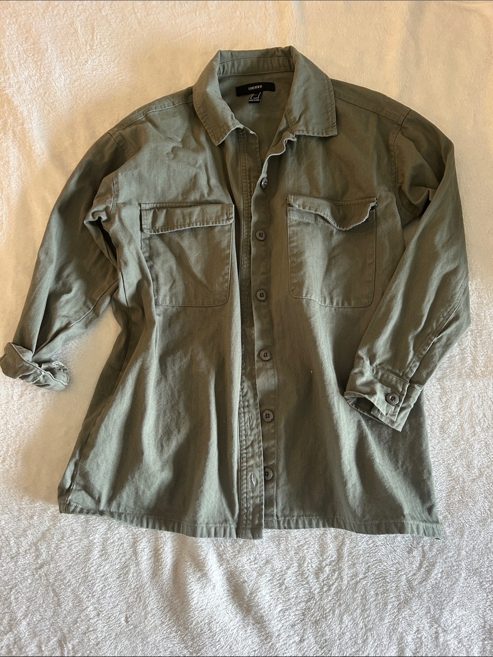 Forever 21 Olive Green Military Utility Shacket